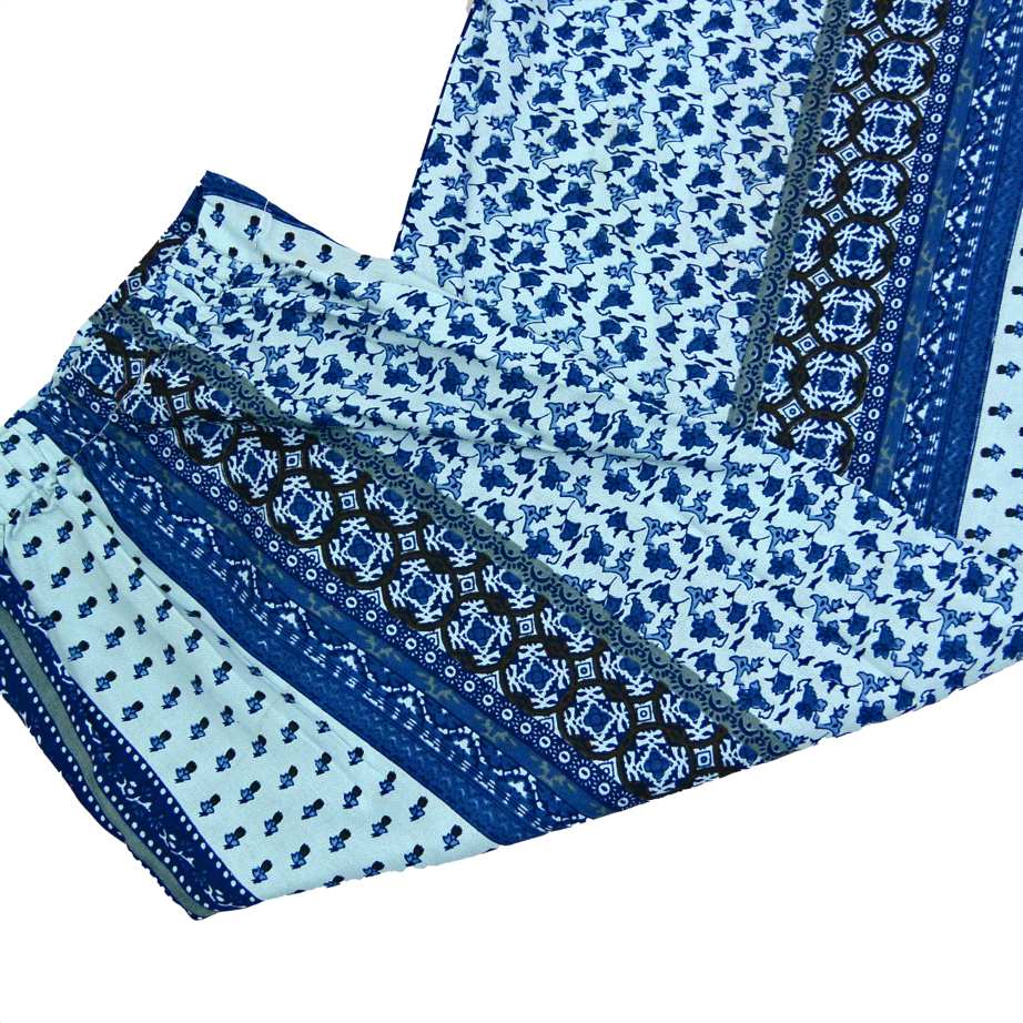 Frauen Hose aus Viskose in Blau mit Muster