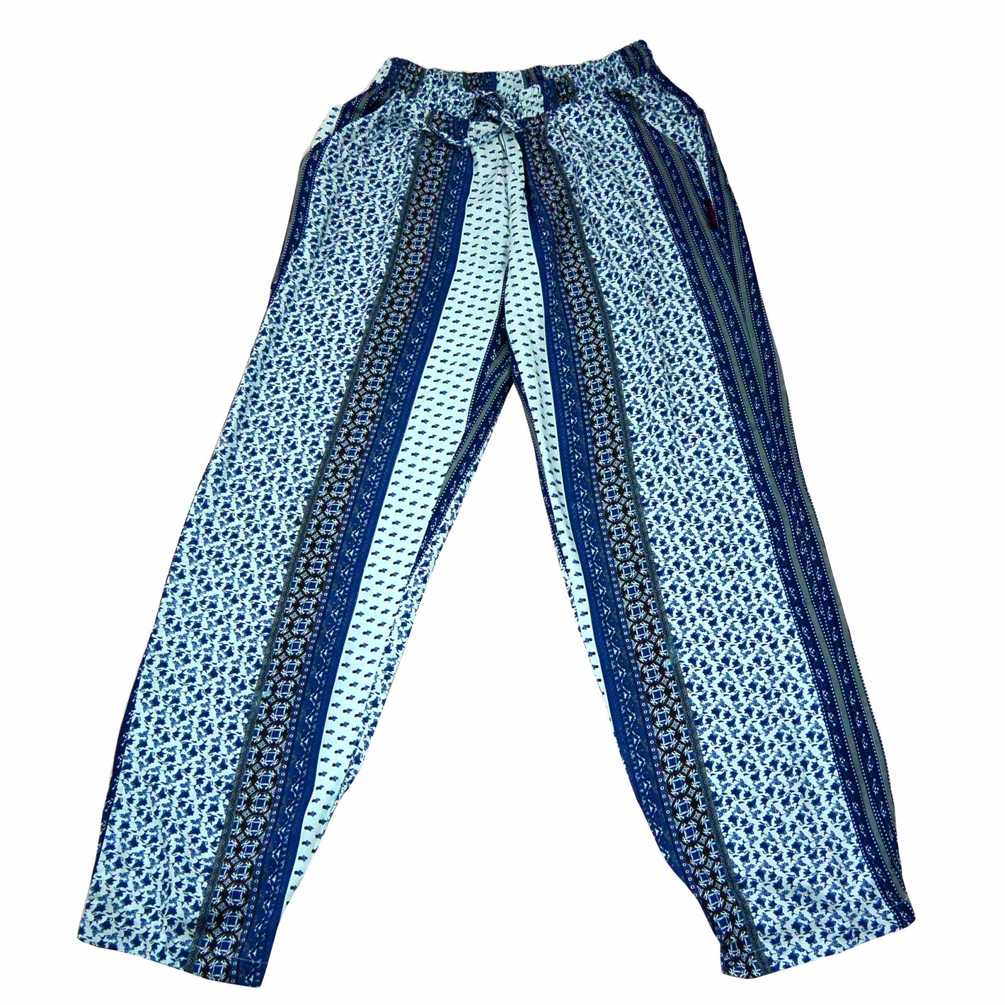 Frauen Hose aus Viskose in Blau, mit normaler Bundhöhe