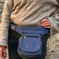 Nijens Bauchtasche Paris aus Baumwolle Jeans in Blau als Hüfttasche getragen, leichte Festival Tasche mit Reißverschlussfächern für Handy, Schlüssel und Geld