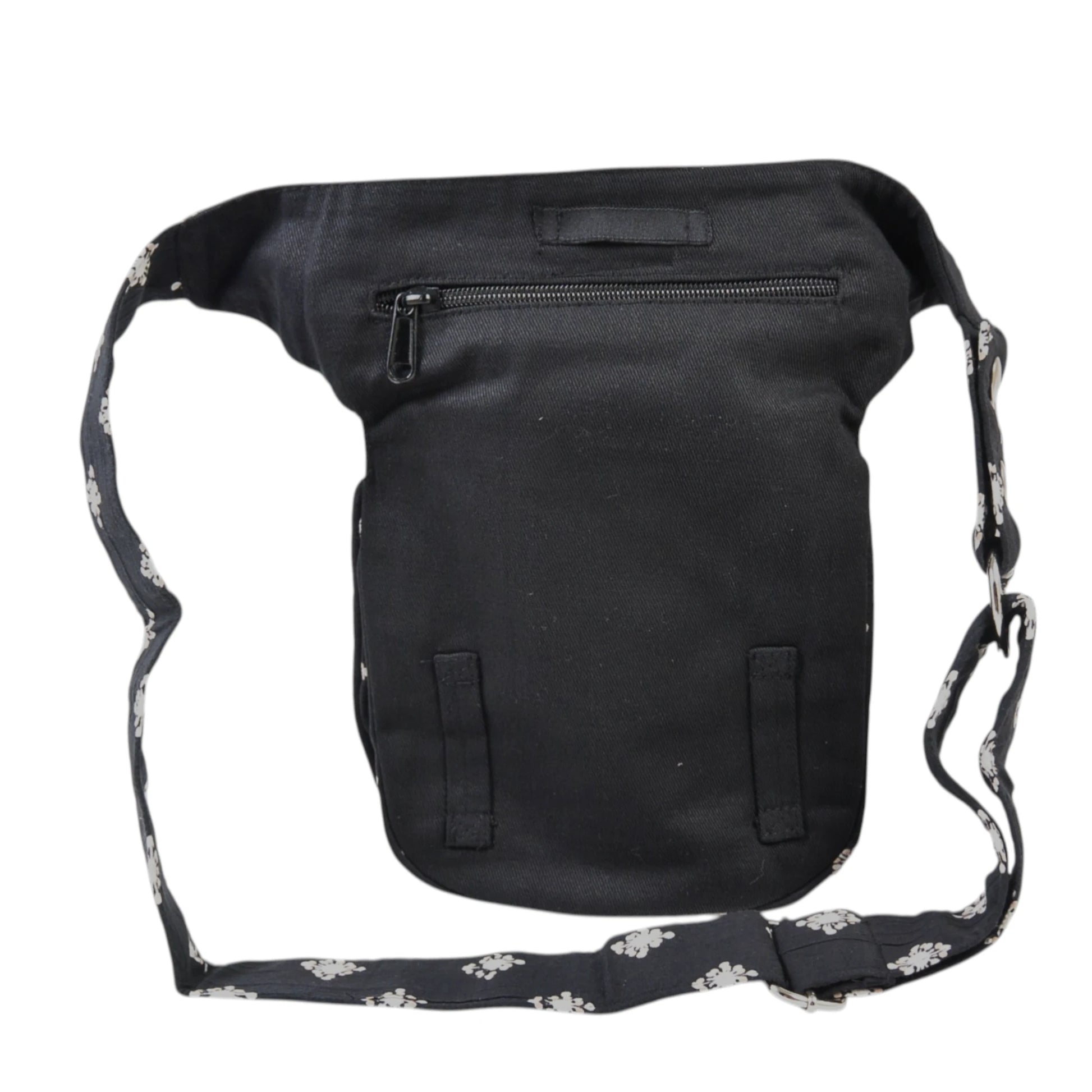 Rückseite der Nijens Bauchtasche Paris aus Baumwolle mit Reißverschluss-Sicherheitsfach und Gürtelschlaufen