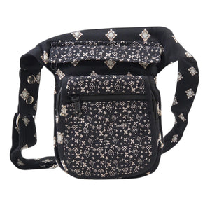 Nijens Bauchtasche Paris aus Baumwolle mit floralem Muster, kompakte Hüfttasche mit mehreren Fächern für Handy, Schlüssel und Geld