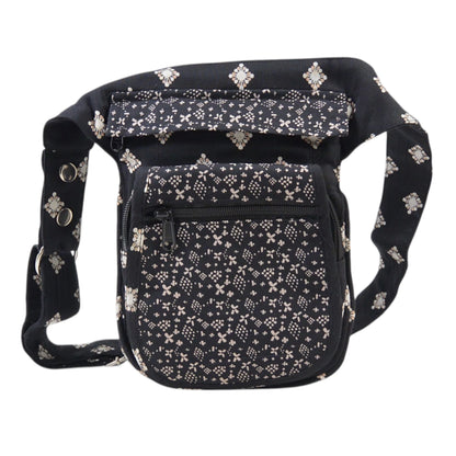 Nijens Bauchtasche Paris aus Baumwolle mit floralem Muster, kompakte Hüfttasche mit mehreren Fächern für Handy, Schlüssel und Geld