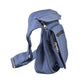 Nijens Bauchtasche Paris aus Baumwolle Jeans in Blau, leichte Festival Tasche mit Reißverschlussfächern für Handy, Schlüssel und Geld. Seitenansicht.