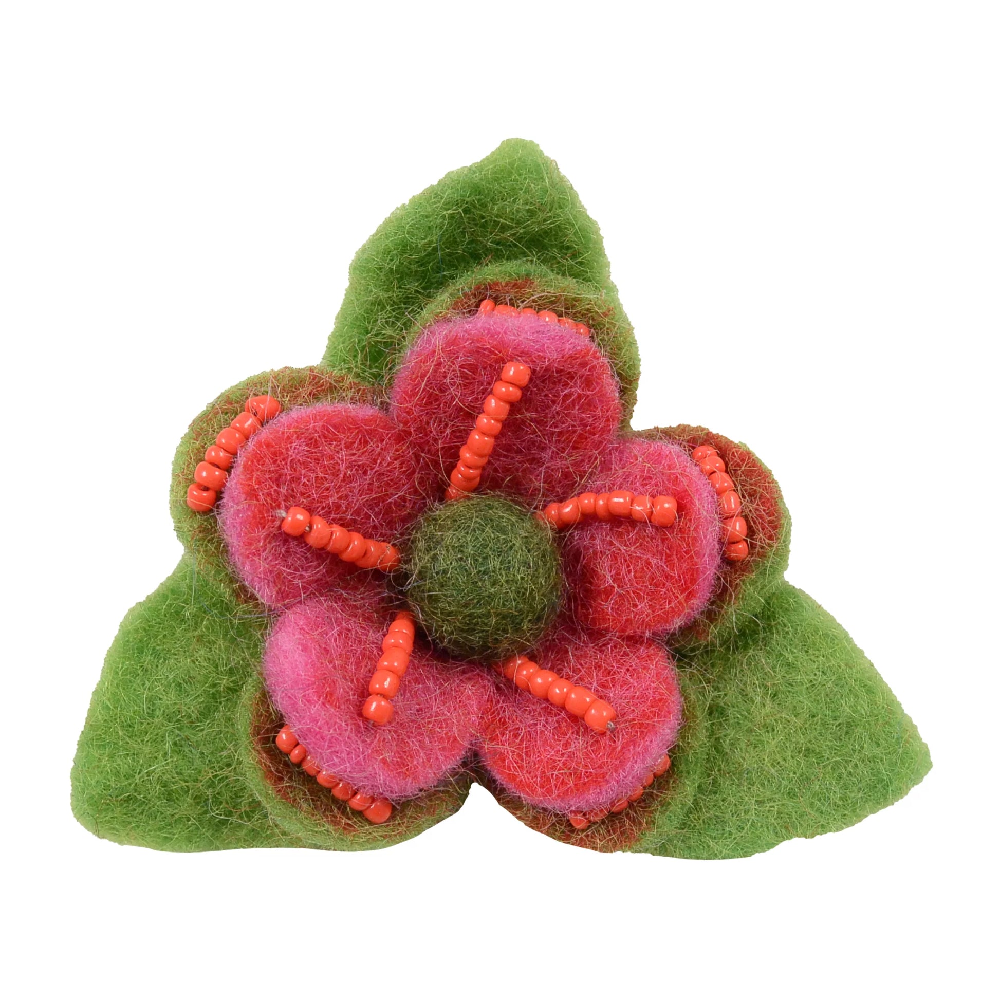 Filz Accessoires Blumen - Haargummi aus Wolle Rosa-Grün