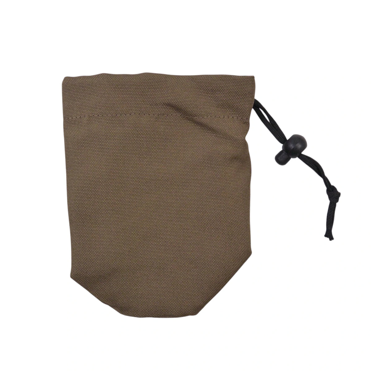 Flaschenbeutel aus Polyester, braun. Verschließbar mit einem Kordelzug.