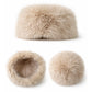Nijens Siberia Kunstfell-Mütze in Beige, elegante Wintermütze aus Kunstfell, Vorderansicht, Seitenansicht