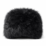Nijens Siberia Kunstfell-Mütze in Schwarz, elegante Wintermütze aus Kunstfell, Vorderansicht