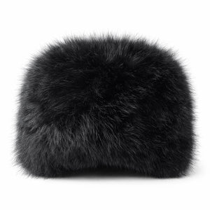 Nijens Siberia Kunstfell-Mütze in Schwarz, elegante Wintermütze aus Kunstfell, Vorderansicht