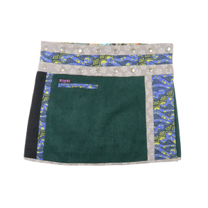 Winterrock aus Wolle/Baumwolle Grün Minirock Tweed Nijens