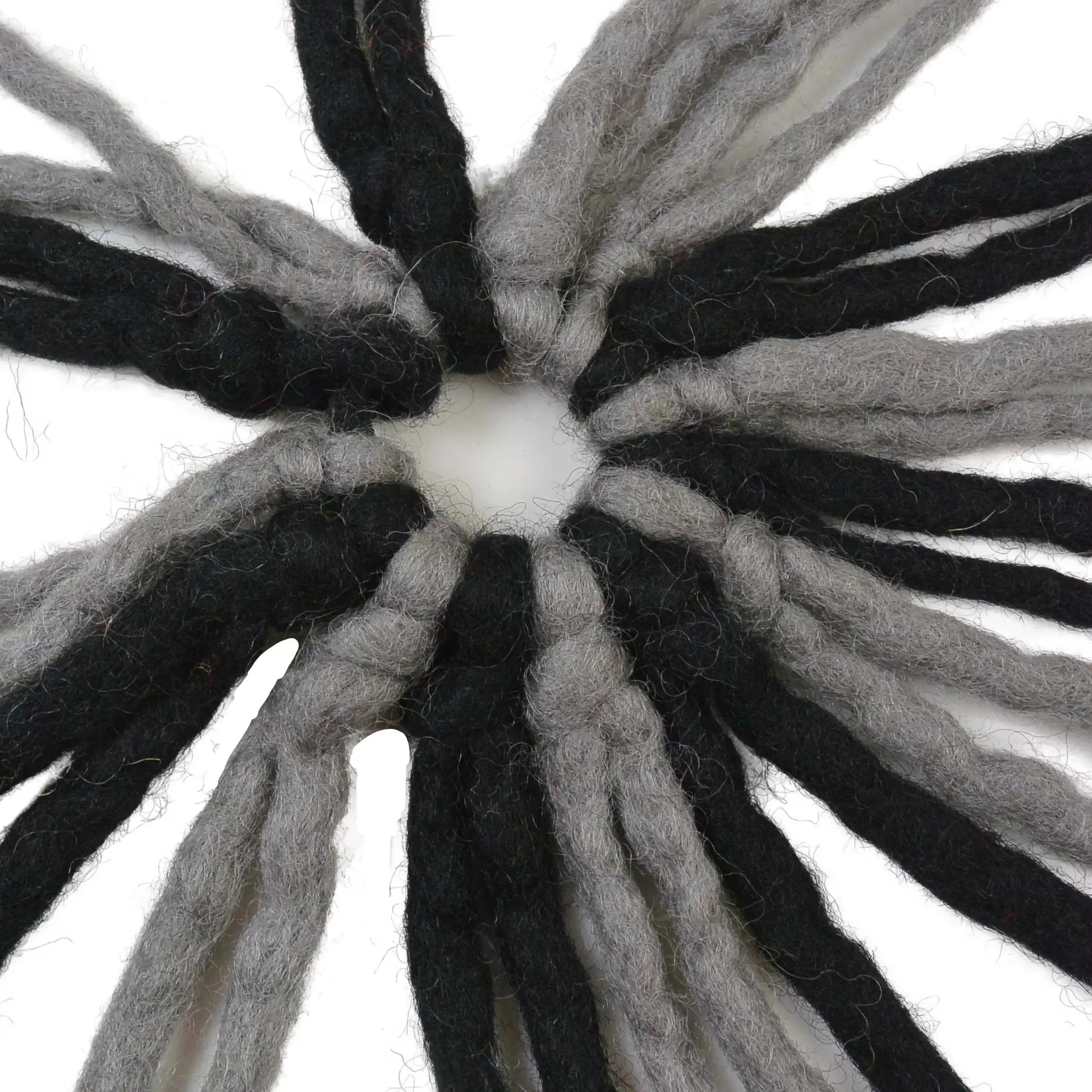 Filz Accessoires Fransen-Haargummi aus Wolle Schwarz-Grau 3