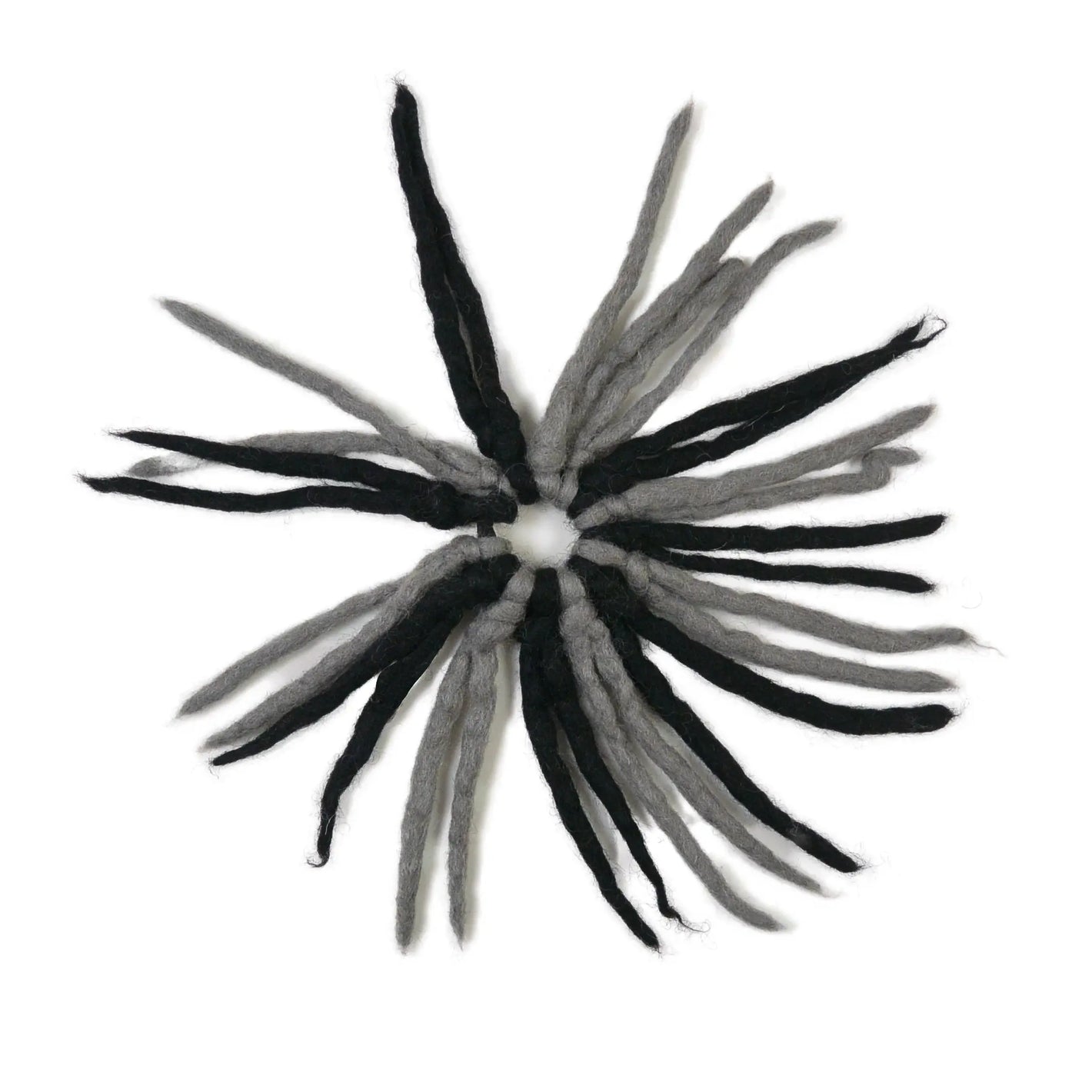 Filz Accessoires Fransen-Haargummi aus Wolle Schwarz-Grau