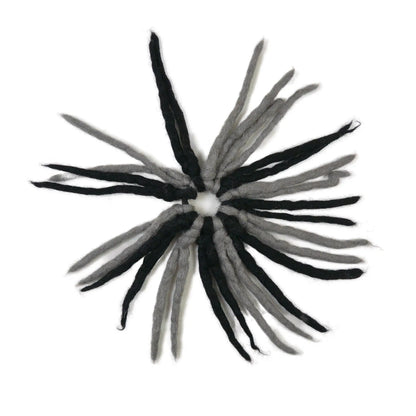 Filz Accessoires Fransen-Haargummi aus Wolle Schwarz-Grau