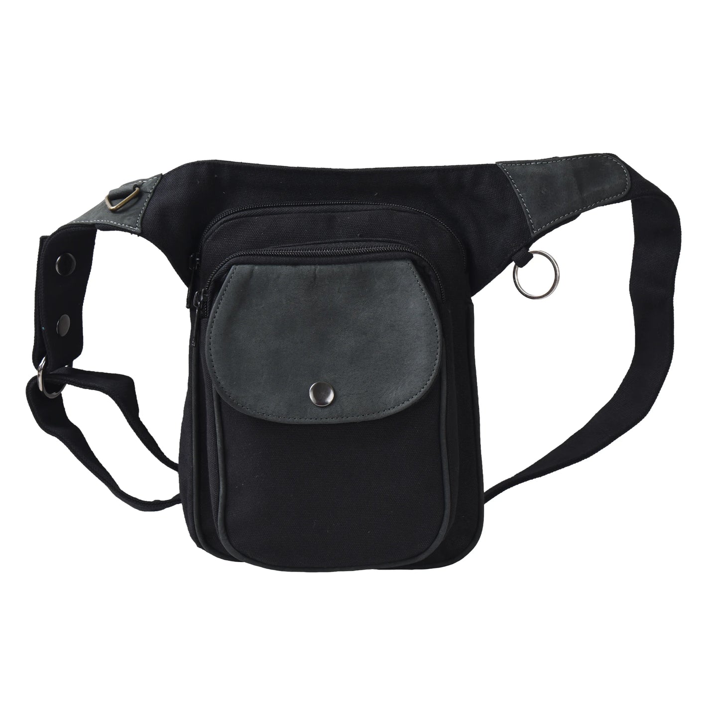 Gassi-Tasche Leder Vintage Einfach in Schwarz, Leckerli-Tasche für Hundebesitzer - Freiburg HS 3010