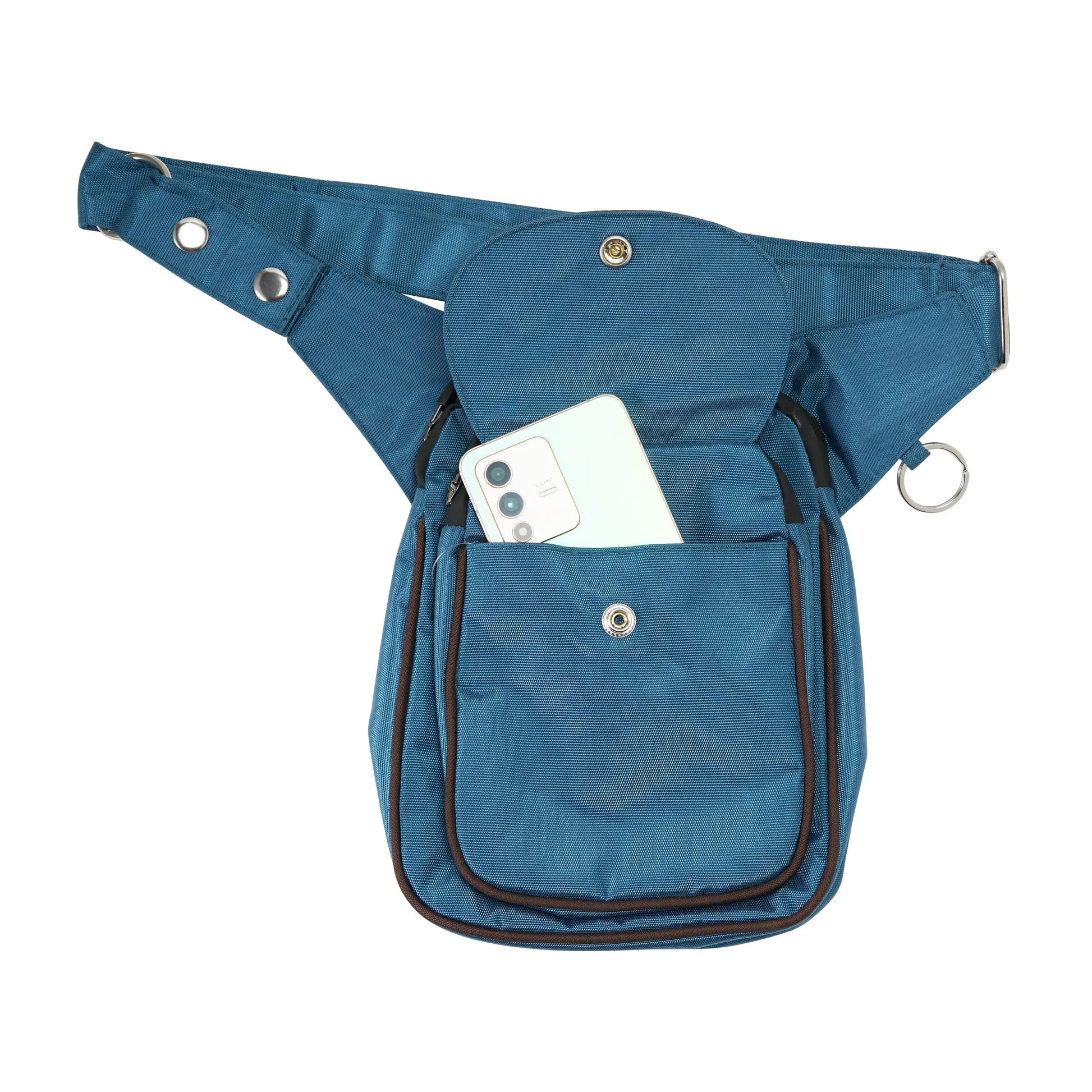 Gassi-Tasche Freiburg von Nijens in Petrolblau aus wasserabweisendem Material mit Reißverschluss- und Handyfach