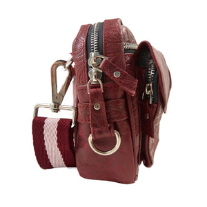 Gassi-Tasche aus echtem Leder mit floraler PrĂ€gung Berlin F-131 Nijens Shop