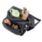 Nijens Gassi-Tasche Hannover aus schwarzem Canvas mit grauem Ethno-Muster und Leckerlifach.