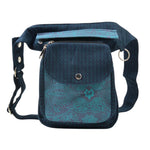 Nijens Gassitasche Hannover aus Canvas-Baumwolle in Marineblau mit türkisfarbenem Muster, Frontansicht 