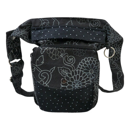 Gassi-Tasche Freiburg von Nijens in Schwarz mit floralem Muster und gepunktetem Frontfach – stilvoll und praktisch für Hundespaziergänge