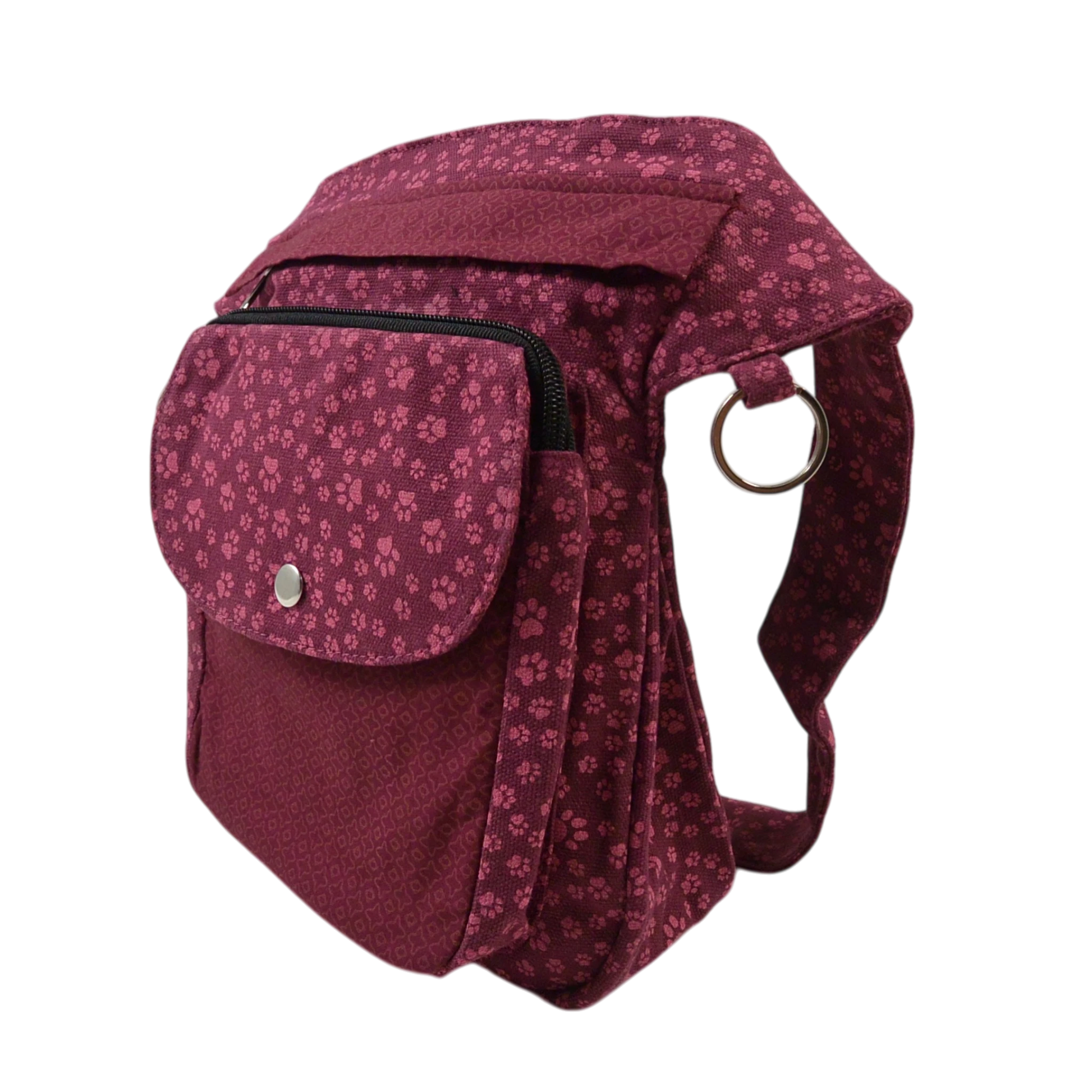 Magenta Nijens Gassi-Tasche Hannover mit Pfoten Print auf der Fronttasche, Seitenansicht