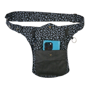 Funktionale Gassi-Tasche Barcelona groß mit Handy-Fach und Karabiner-Ring in Schwarz-Grau