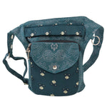 Große Nijens Gassi-Tasche Barcelona in Petrol mit Mandala-Muster und kleinen Blumenprints