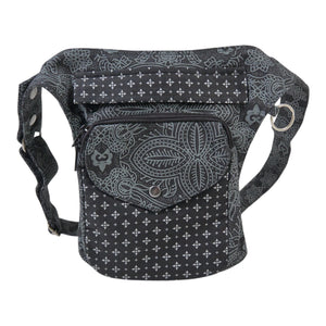 Große Nijens Gassi-Tasche Barcelona in Anthrazit mit Mandala- und Ornamentmuster