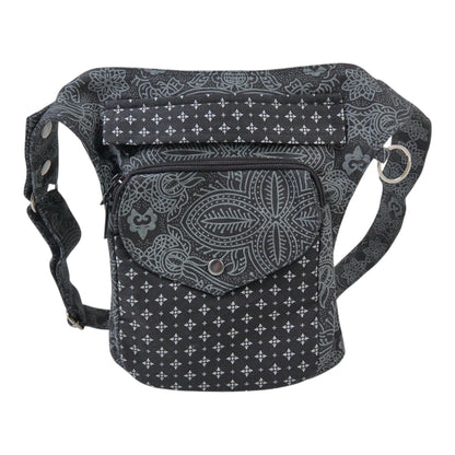 Große Nijens Gassi-Tasche Barcelona in Anthrazit mit Mandala- und Ornamentmuster