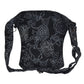 Rückseite der Nijens Gassi-Tasche Barcelona schwarz mit floralem Muster und Sternen