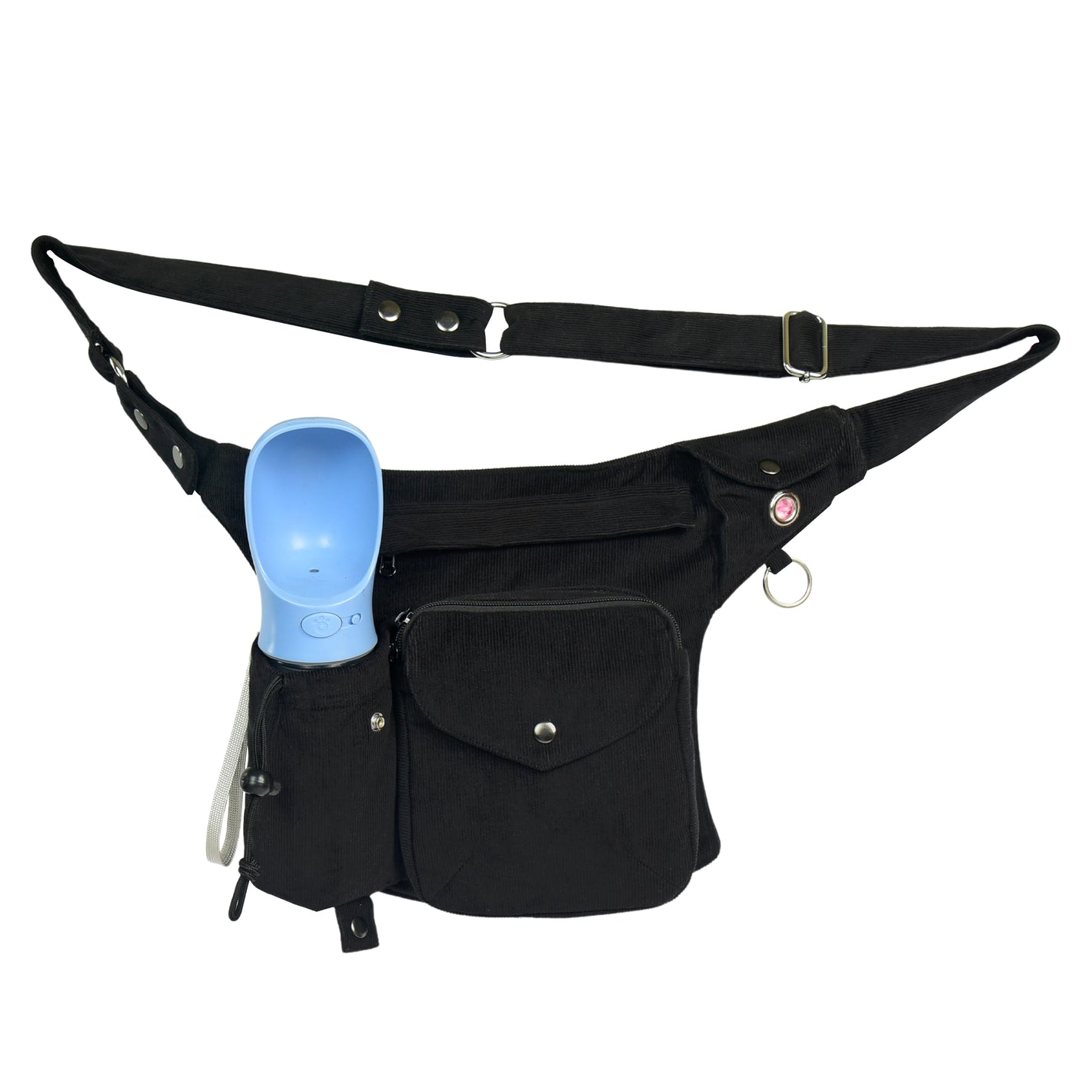 Gassi-Tasche mit Flaschenhalter "Brandenburg" Cord Schwarz (103)