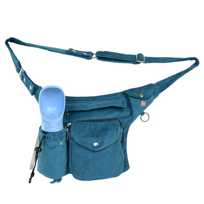 Gassi-Tasche mit Flaschenhalter "Brandenburg" Cord Petrol (120)