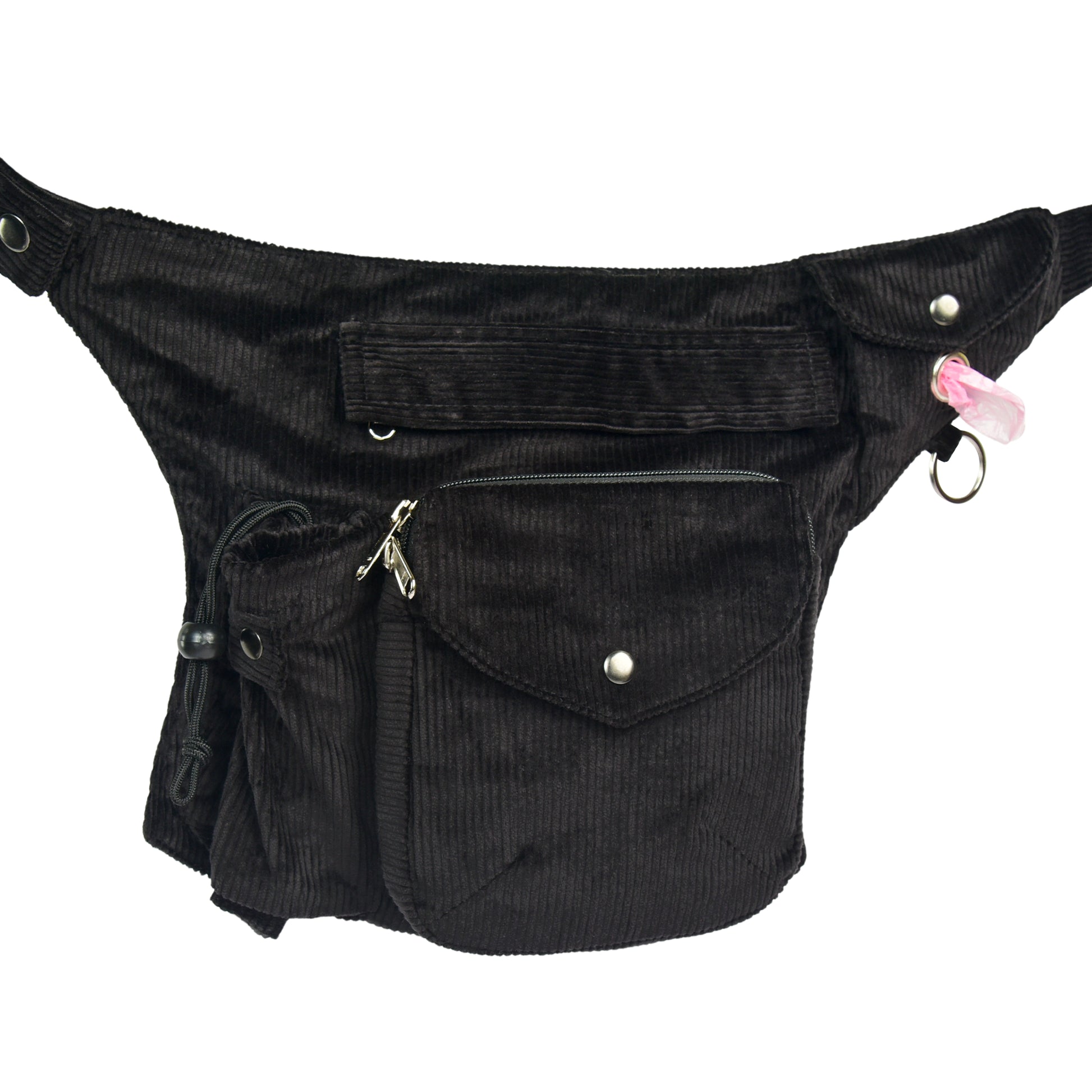 Cord Gassi-Tasche in Anthrazit von Nijens mit Flaschenhalter, Leckerlifach und Platz für Handy & Kotbeutel. 