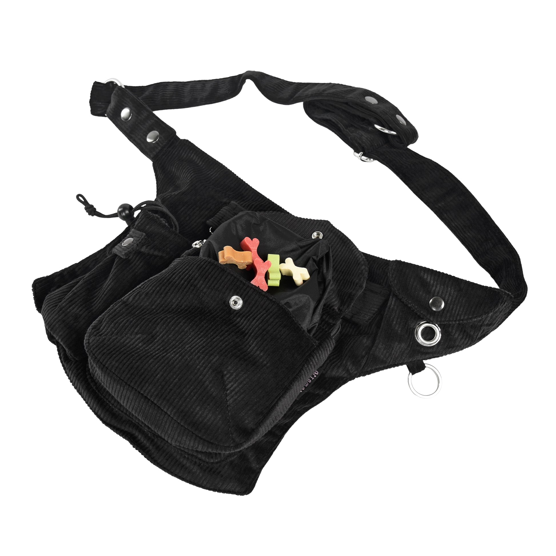 Cord Gassi-Tasche in Anthrazit von Nijens mit Leckerlifach.