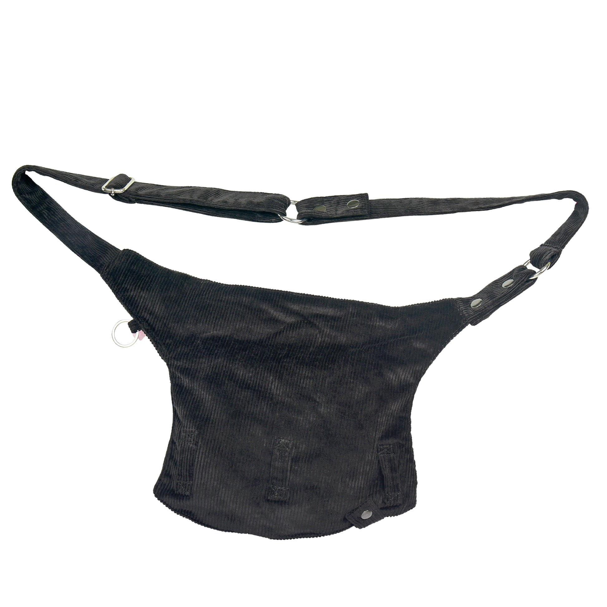 Cord Gassi-Tasche in Anthrazit von Nijens mit Flaschenhalter. Rückansicht.