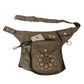 Wasserabweisende Gassi-Tasche „Brandenburg“ in Braun mit Frontfach für Handy und Zubehör sowie dekorativer Mandala-Stickerei – Vorderansicht