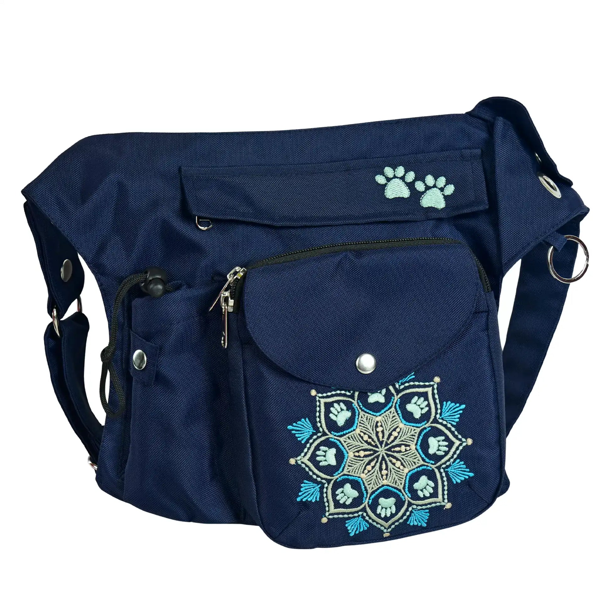 Wasserabweisende Gassi-Tasche „Brandenburg“ mit Mandala-Stickerei und praktischem Frontfach