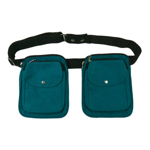 Nijens Doppelte Gassi-Tasche Futtertasche aus Stoff (Petrol)