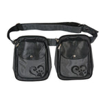 Vorderansicht der Gassi-Tasche Dresden in Dunkelgrau mit zwei Taschen und verstellbarem Gürtel