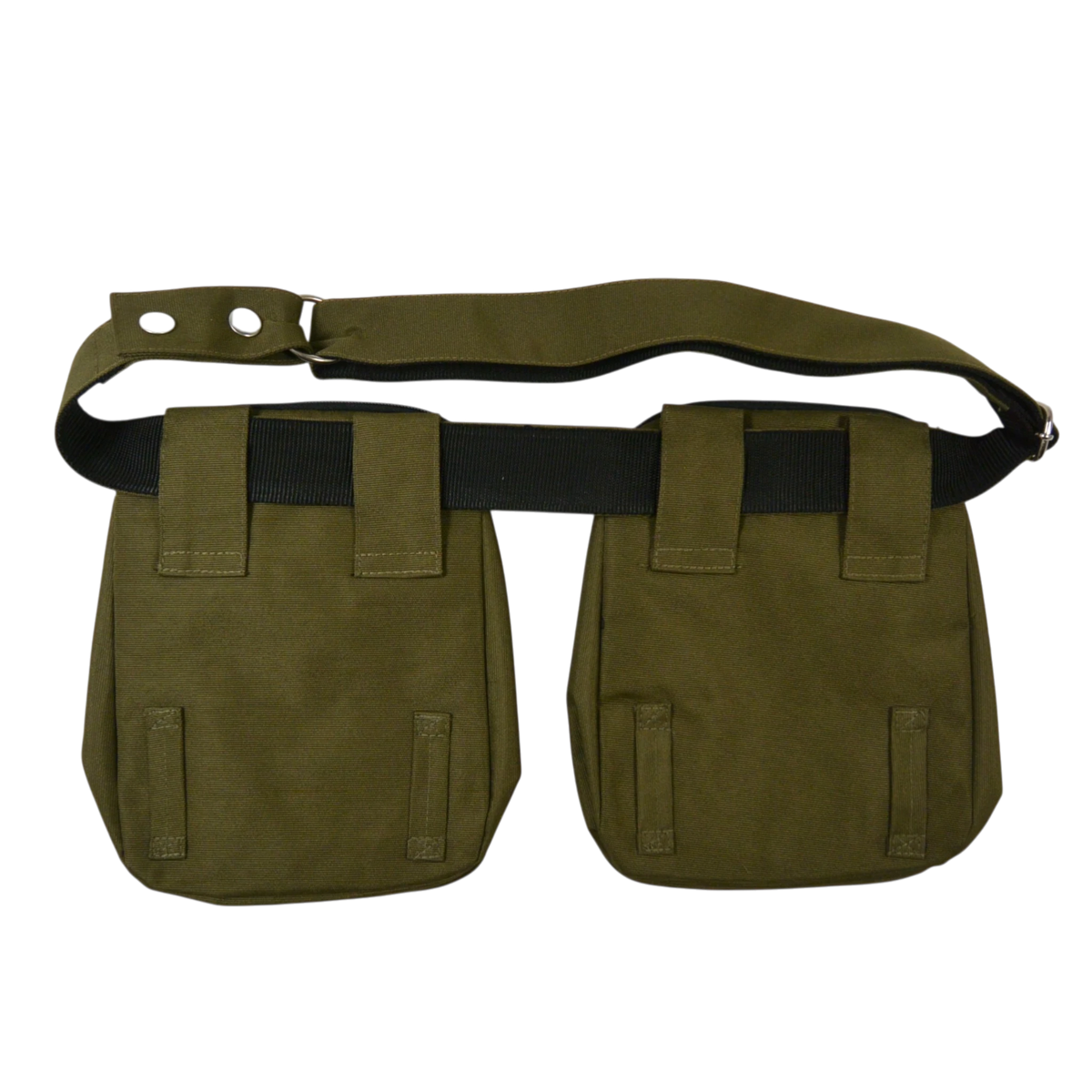 Gassitaschen-Set mit Gürtel aus wasserabweisendem Stoff in Khaki, ideal für Leckerlis und Zubehör. Rückseite