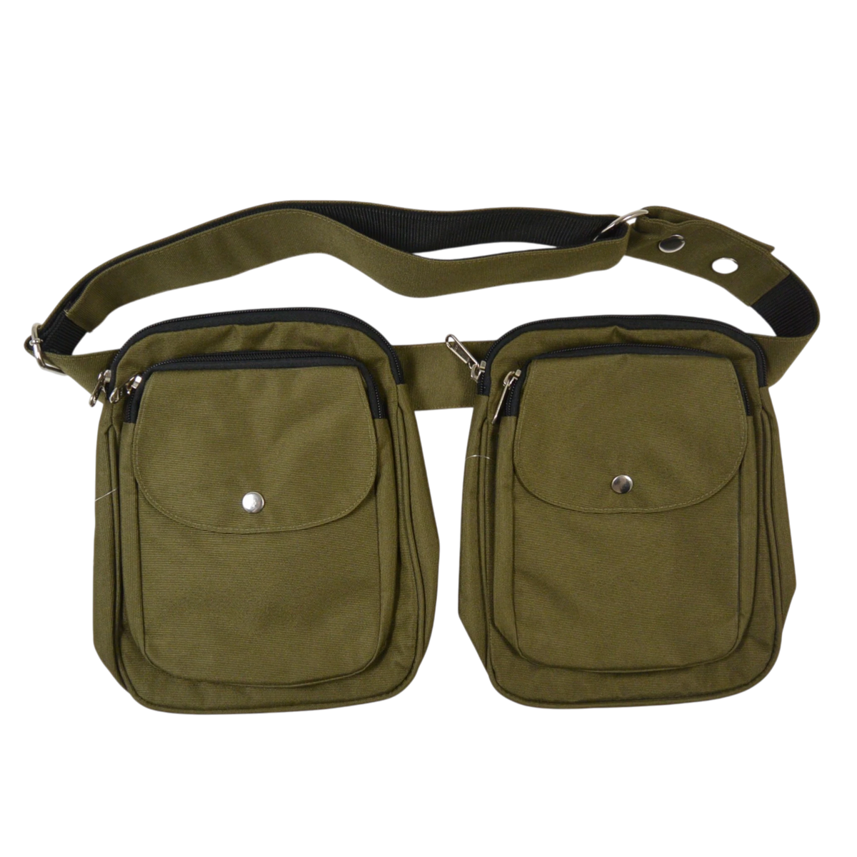 Gassitaschen-Set mit Gürtel aus wasserabweisendem Stoff in Khaki, ideal für Leckerlis und Zubehör.