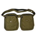 Gassitaschen-Set mit Gürtel aus wasserabweisendem Stoff in Khaki, ideal für Leckerlis und Zubehör.