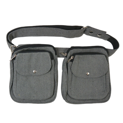 Doppelte Gassi-Tasche - Stoff, Grau 