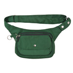 Gassi-Tasche Frankfurt in Waldgrün – Vorderansicht der wasserabweisenden Hüfttasche mit Frontfach