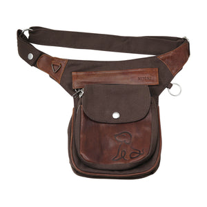 Gassi-Tasche Leder Vintage Brandy-Dunkelbraun mit Prägung Sweet Dog Bag 