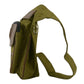Seitenansicht einer olivgrünen Gassi-Tasche aus Canvas mit verstellbarem Gurt und Metallring.
