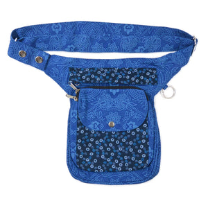 Blaue Gassitasche Hannover geschlossen, mit Druckknopf und floralem Design