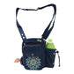 Wasserabweisende Gassi-Tasche Konstanz in Dunkelblau mit Mandala-Stickerei, Flaschenhalter
