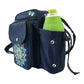Wasserabweisende Gassi-Tasche Konstanz in Dunkelblau mit Mandala-Stickerei, Flaschenhalter, Seitenansicht