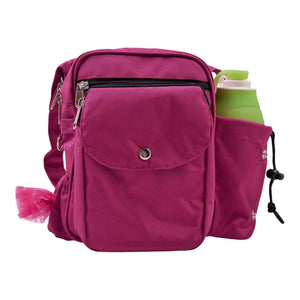 Gassi-Tasche mit Flaschenhalter „Konstanz“ Wasserabweisend Fuchsia (71011)