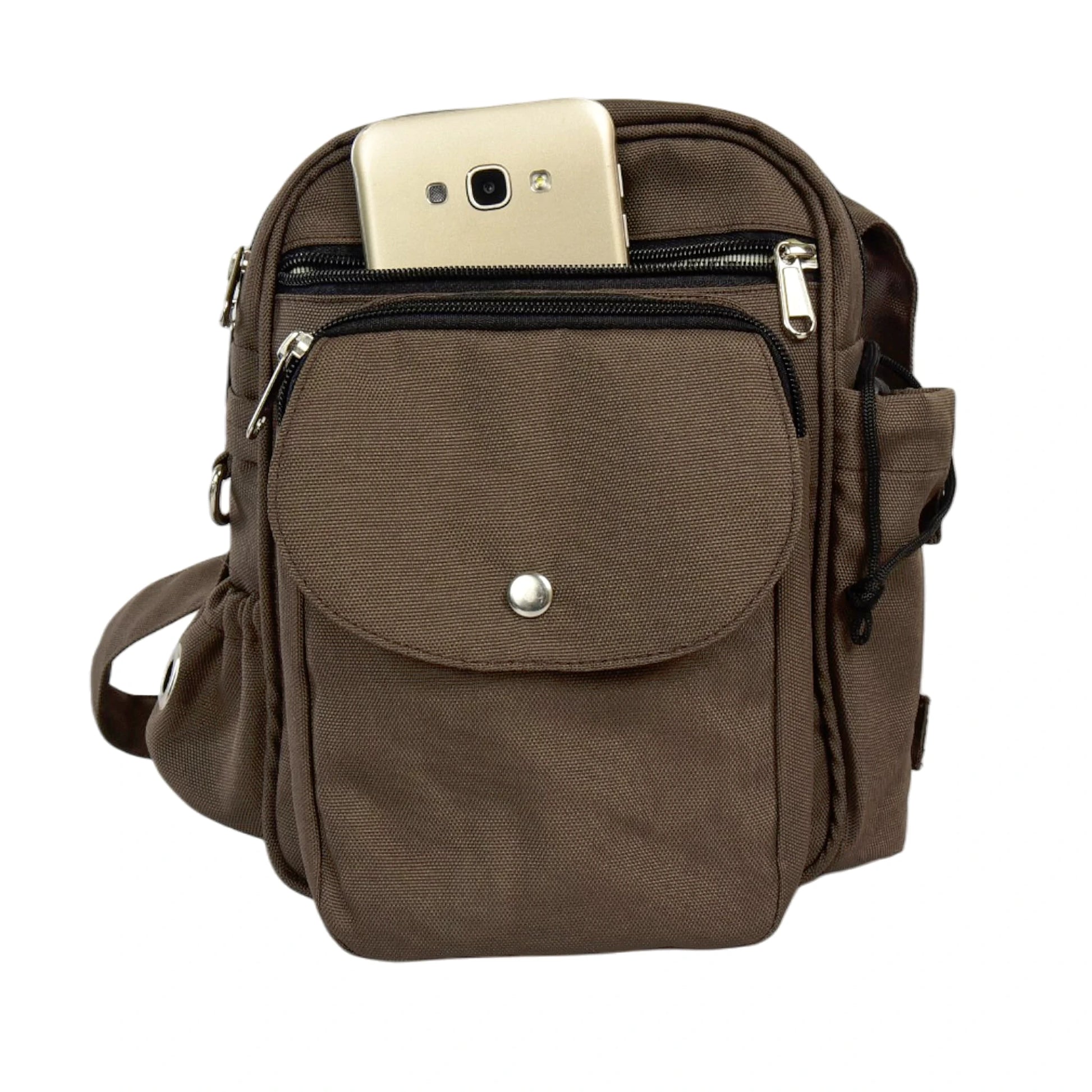 Frontfach mit herausragendem Smartphone – zeigt praktische Alltagsnutzung der Gassitasche  - Konstanz 71021 Nijens Shop