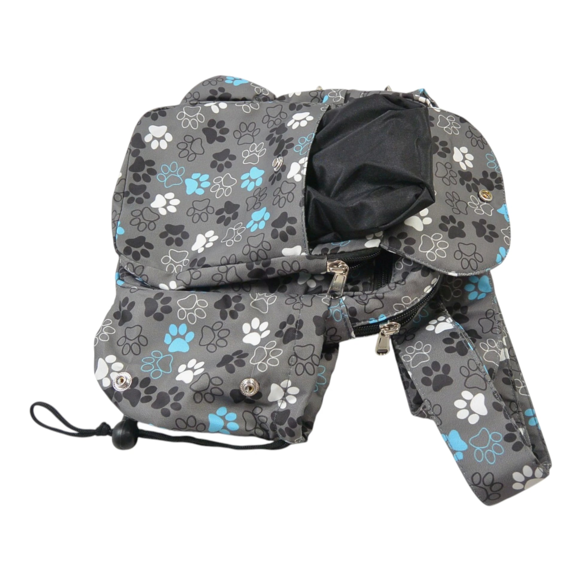 Gassi-Tasche Konstanz 71049 im Pfoten-Design mit Frontfach - mit umkehrbarer, vollständig wasserfester Innenfütterung ausgestattet. 